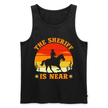 Cowboy Sheriff Pistols Sheriff Star Western - Débardeur bio Premium Homme - noir - Devant - AI Model Male 178 light (178cm)
