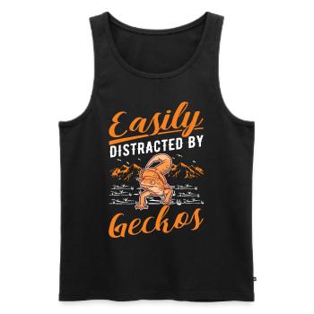Easily distracted by Geckos Leopardgecko - Männer Premium Bio Tank Top - Schwarz - Vorne - Michal (187cm)