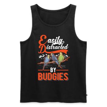 Easily distracted by Budgies Budgie - Men's Premium Organic Tank Top - black - Front - AI Model Male 178 light (178cm)