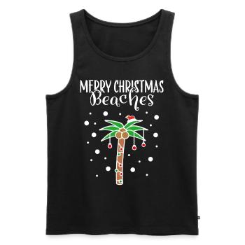 Merry Christmas Christmas Outfit Palm Beach Sea - Men's Premium Organic Tank Top - black - Front - Michal (187cm)