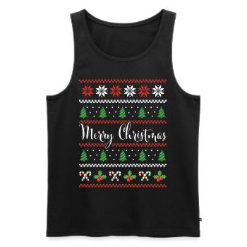 Merry Christmas Weihnachtsoutfit Stricken Nordisch - Männer Premium Bio Tank Top - Schwarz - Vorne - Michal (187cm)