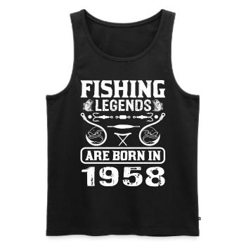Les légendes de la pêche sont nées en 1958 - Débardeur bio Premium Homme - noir - Devant - AI Model Male 178 light (178cm)