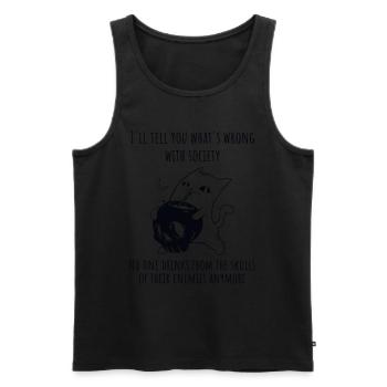 Trink aus dem Schädel deines Feindes - Böse Katze - Männer Premium Bio Tank Top - Schwarz - Vorne - Michal (187cm)