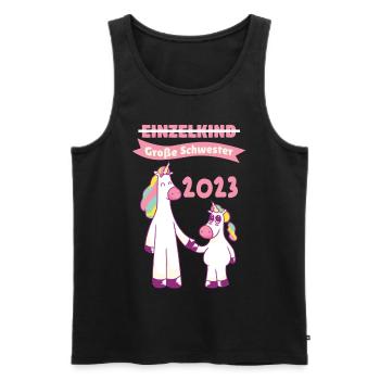 Schwester 2023 Einhorn Werdende Schwester - Männer Premium Bio Tank Top - Schwarz - Vorne - Michal (187cm)