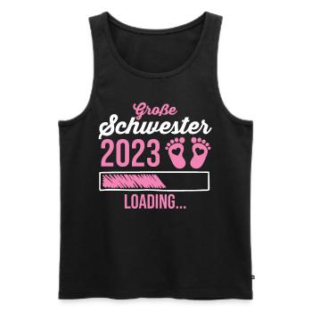 Schwester 2023 Schwanger Werdende Schwester - Männer Premium Bio Tank Top - Schwarz - Vorne - Michal (187cm)