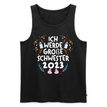 Schwester 2023 Schwanger Werdende Schwester - Männer Premium Bio Tank Top - Schwarz - Vorne - Michal (187cm)