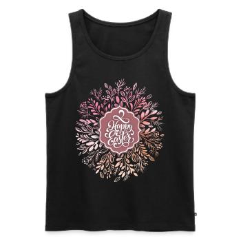 Couronne de Pâques, Aquarelle, Joyeuses Pâques, Calligraphie - Débardeur bio Premium Homme - noir - Devant - AI Model Male 178 light (178cm)