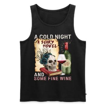 Bookworm Books Book, Red Wine Saying - Débardeur bio Premium Homme - noir - Devant - AI Model Male 178 light (178cm)