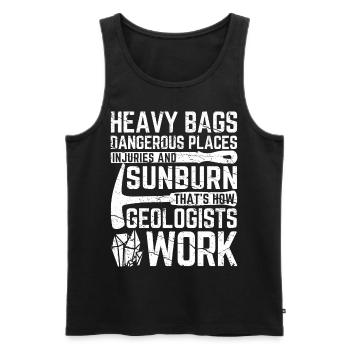 Funny Geology Geologist Rock Hunting - Men's Premium Organic Tank Top - black - Front - Michal (187cm)