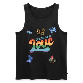 Papillon aime Dicton de motivation avec Butterflie - Débardeur bio Premium Homme - noir - Devant - AI Model Male 178 light (178cm)