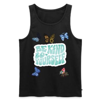 Be Kind Motivational Butterfly Saying with Butterf - Men's Premium Organic Tank Top - black - Front - Michal (187cm)
