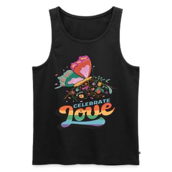 Citation de motivation Love Butterfly avec des papillons - Débardeur bio Premium Homme - noir - Devant - AI Model Male 178 light (178cm)