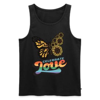 Love Sunflower Butterfly Citation de motivation avec B - Débardeur bio Premium Homme - noir - Devant - Michal (187cm)