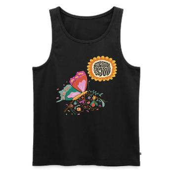 Citation de motivation du papillon tournesol avec du beurre - Débardeur bio Premium Homme - noir - Devant - AI Model Male 178 light (178cm)
