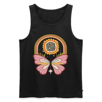 Hippie Sunflower Butterfly Motivational Saying But - Männer Premium Bio Tank Top - Schwarz - Vorne - AI Model Male 178 light (178cm)