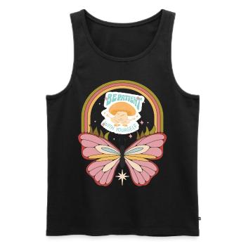 Rétro Butterfly Motivation Dicton avec des fesses mignonnes - Débardeur bio Premium Homme - noir - Devant - AI Model Male 178 light (178cm)
