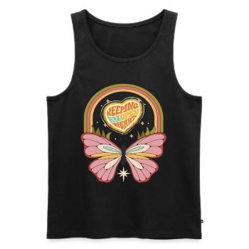 Rétro Butterfly Motivation Dicton avec des fesses mignonnes - Débardeur bio Premium Homme - noir - Devant - AI Model Male 178 light (178cm)