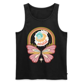 Love Butterfly Motivational Saying with Cute Butte - Men's Premium Organic Tank Top - black - Front - Michal (187cm)