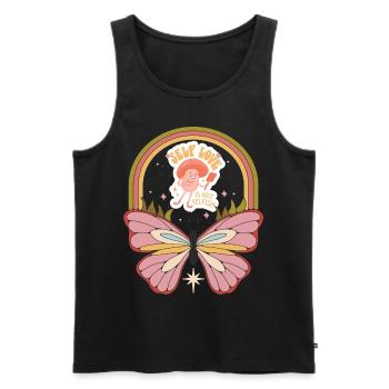 Self Love Butterfly Motivational Saying with Butte - Men's Premium Organic Tank Top - black - Front - AI Model Male 178 light (178cm)