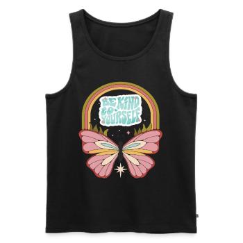 Butterfly Be Kind Motivational Saying avec Cute Bu - Débardeur bio Premium Homme - noir - Devant - Michal (187cm)