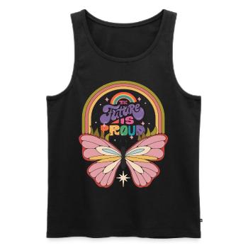 Papillon Future Motivation Dicton avec Cute But - Débardeur bio Premium Homme - noir - Devant - Michal (187cm)