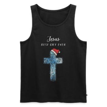 Jesus Nikolausmütze Weihnachtsmotiv Heiligabend - Männer Premium Bio Tank Top - Schwarz - Vorne - AI Model Male 178 light (178cm)