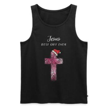 Nikolausmütze Kreuz Weihnachtsgottesdienst Jesus - Männer Premium Bio Tank Top - Schwarz - Vorne - Michal (187cm)