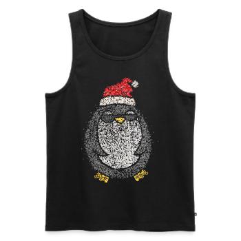 Penguin Christmas Time Santa Hat Ugly Xmas - Men's Premium Organic Tank Top - black - Front - AI Model Male 178 light (178cm)