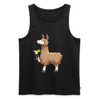 Lustiges Alpaka drinkt Cocktail - Männer Premium Bio Tank Top - Schwarz - Vorne - Michal (187cm)
