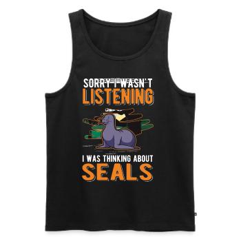 Robbe Gift Sea Lion - Men's Premium Organic Tank Top - black - Front - Michal (187cm)