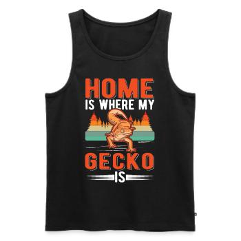 La maison est l’endroit où se trouve mon gecko - Débardeur bio Premium Homme - noir - Devant - Michal (187cm)