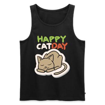 Cat, Happy Cat Day, Funny Cat, Cat Day - Men's Premium Organic Tank Top - black - Front - Michal (187cm)