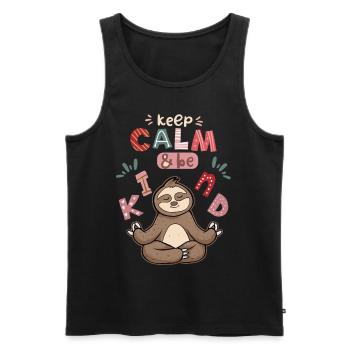 Yoga, Yoga-Faultier, Yoga-Sloth, Keep-Calm, Spruch - Männer Premium Bio Tank Top - Schwarz - Vorne - AI Model Male 178 light (178cm)