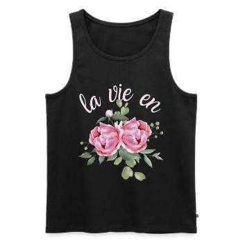 Vintage-Stil Pfingstrosen Aquarell lustiger Spruch - Männer Premium Bio Tank Top - Schwarz - Vorne - AI Model Male 178 light (178cm)