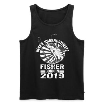 Never Underestimate Fisher born 2019 - Männer Premium Bio Tank Top - Schwarz - Vorne - AI Model Male 178 light (178cm)