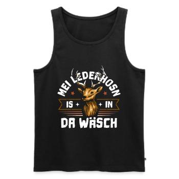 Mei Lederhosn is in da Wäsch - Männer Premium Bio Tank Top - Schwarz - Vorne - Michal (187cm)
