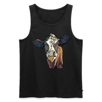 Landwirt Rind Tierkopf Motiv Aufdruck mit Stier - Männer Premium Bio Tank Top - Schwarz - Vorne - AI Model Male 178 light (178cm)