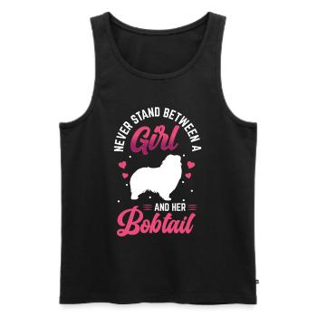 Fille avec Bobtail Old English Sheepdog - Débardeur bio Premium Homme - noir - Devant - Michal (187cm)