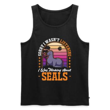 Robbe Gift Sea Lion - Men's Premium Organic Tank Top - black - Front - Michal (187cm)