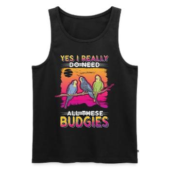 Budgerigar Gift Welli cockatiel - Men's Premium Organic Tank Top - black - Front - Michal (187cm)