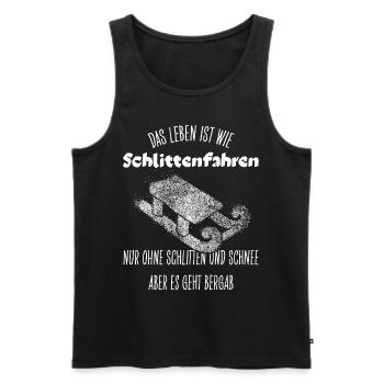 Schlitten fahren Rodeln Wintersport Weihnachten - Männer Premium Bio Tank Top - Schwarz - Vorne - Michal (187cm)