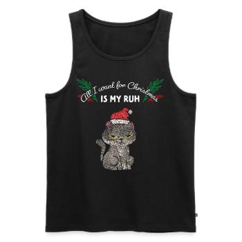 Katze Katzen Weihnachtsmuffel Anti Weihnachten - Männer Premium Bio Tank Top - Schwarz - Vorne - Michal (187cm)