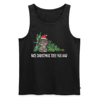 Cat Cats Christmas Tree Christmas Tree Tomcat - Men's Premium Organic Tank Top - black - Front - Michal (187cm)