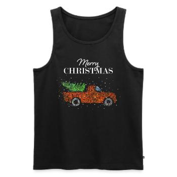 Joyeux Noël Arbre de Noël Joyeux Noël - Débardeur bio Premium Homme - noir - Devant - Michal (187cm)