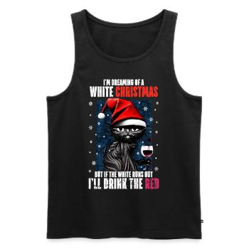 Funny Christmas Cat with Wine Glass Wine Lovers - Men's Premium Organic Tank Top - black - Front - AI Model Male 178 light (178cm)