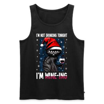 Christmas Cat Cat Wine Glass Wine Gift - Men's Premium Organic Tank Top - black - Front - AI Model Male 178 light (178cm)