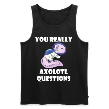 Astronaute Axolotl Drôle de galaxie-Système solaire-Ra - Débardeur bio Premium Homme - noir - Devant - Michal (187cm)
