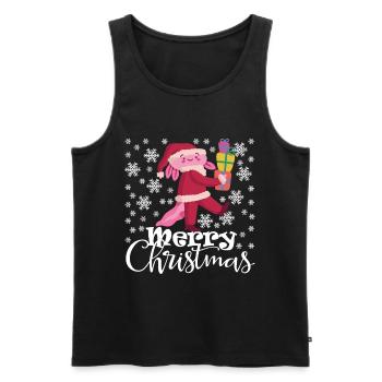 Joyeux Noël Axolotl Drôle de Noël Neige - Débardeur bio Premium Homme - noir - Devant - Michal (187cm)