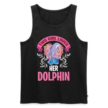 Girl loves dolphin whale Cute dolphins underwater - Men's Premium Organic Tank Top - black - Front - AI Model Male 178 light (178cm)