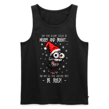 Oiseau de Noël Hibou de Noël Cadeau Hiboux de Noël - Débardeur bio Premium Homme - noir - Devant - Michal (187cm)